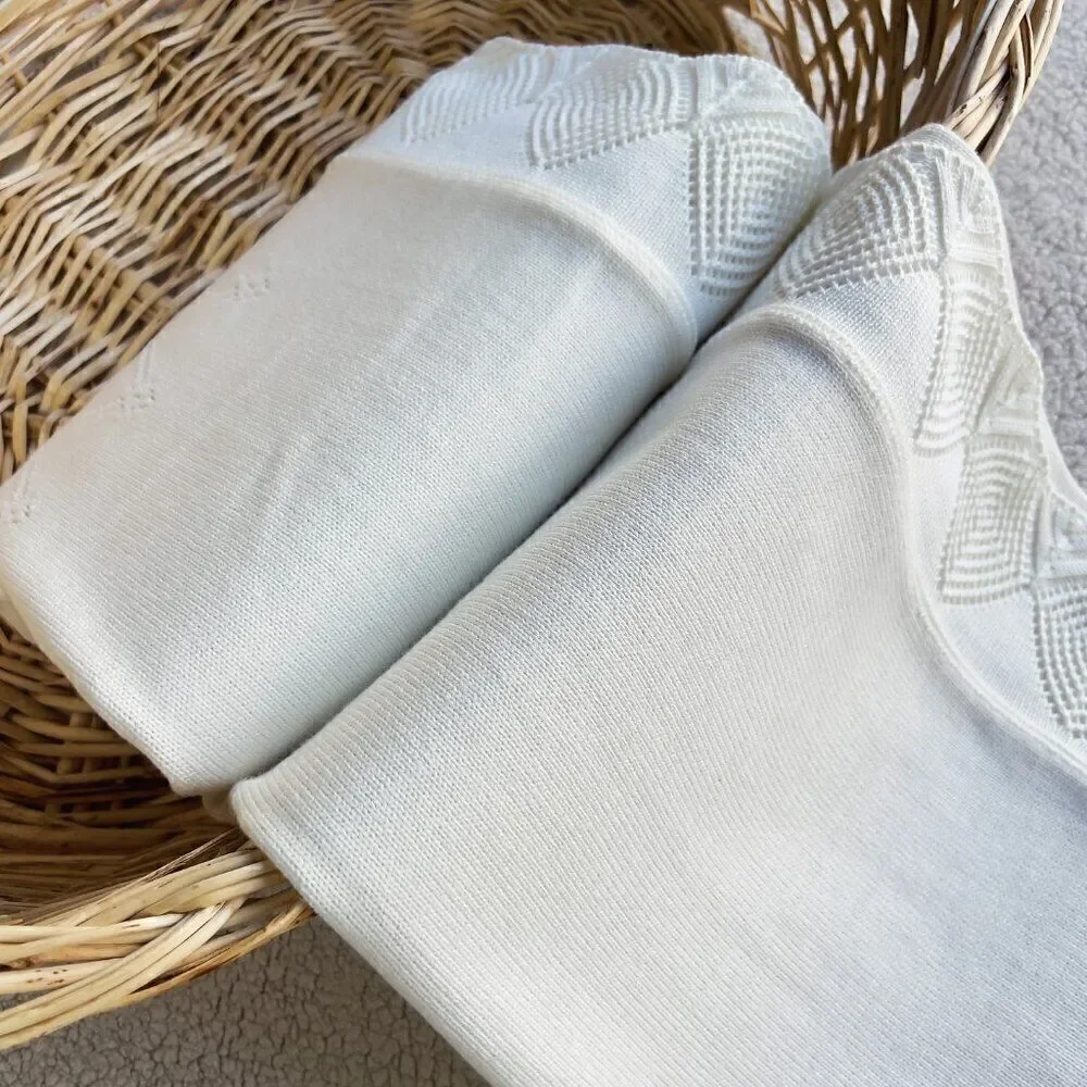 100% Cotton Pointelle Knit Blanket Baby Crib Gift Soft Blanket New Item Unisex
